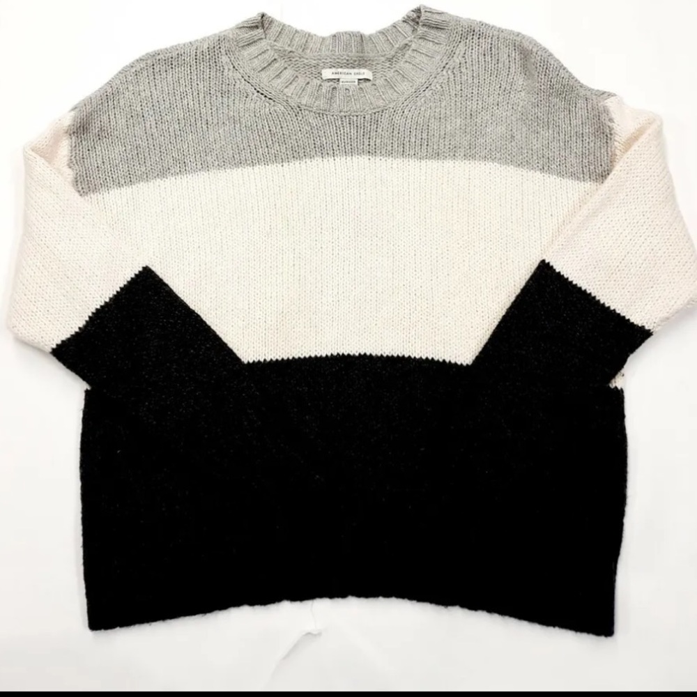 American Eagle Chunk Knit Block Stripe Sweater